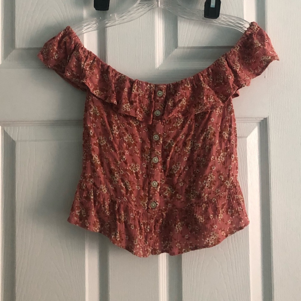 American Eagle Floral Off the Shoulder Crop Top